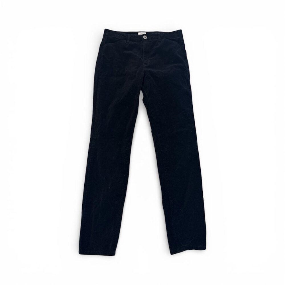 J. Jill Pants Women 10 Tall Black Velvet Ankle Straight Leg Boho‎ Glam Romantic